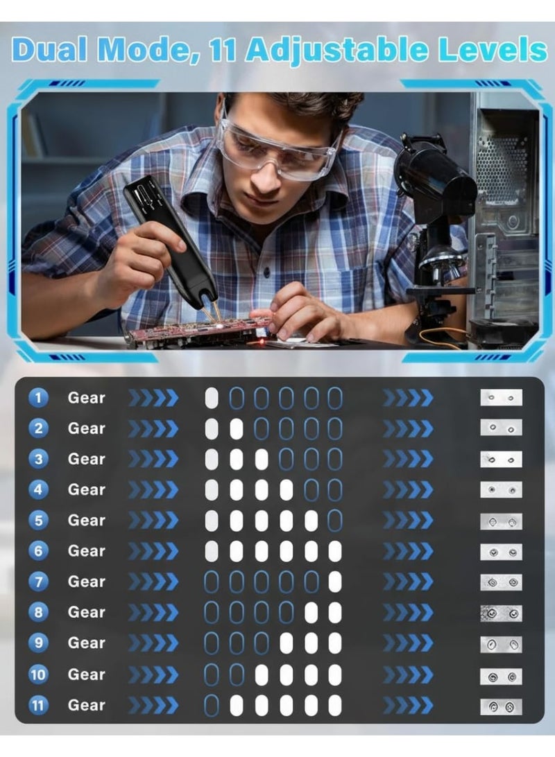 وبوت جي سي سي ماكينة لحام نقطي محمولة لبطاريات 18650 مع شاشة LED، تحكم بـ 11 مستوى طاقة، تقنية النبض المزدوج، خرج قوي حتى 800 أمبير، أداة لحام بطاريات ليثيوم لصيانة الهواتف وتجميع حزم البطاريات والأعمال اليدوية - Image 5